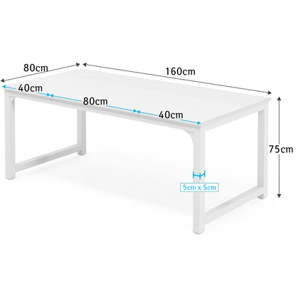 Tribesigns - Schreibtisch, Computertisch, PC Tisch, Bürotisch, Besprechungstisch, Winkelfuß aus Metall, 160x80x75cm, Weiß, 7