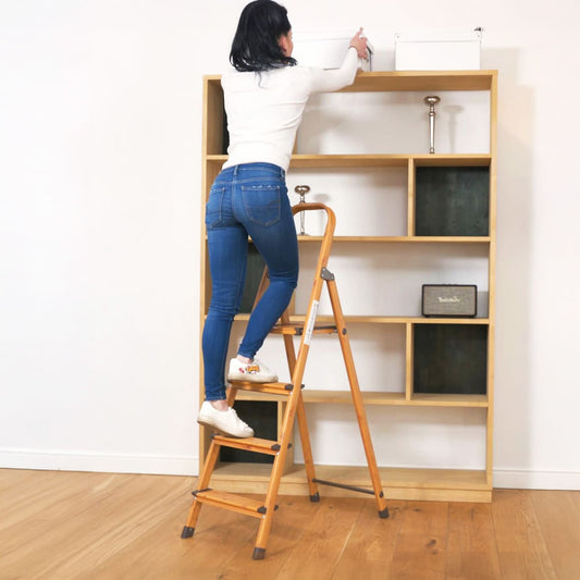 Trittleiter, 4 Stufen Trittleiter, Holzleiter, Tatkraft Upgrade 4