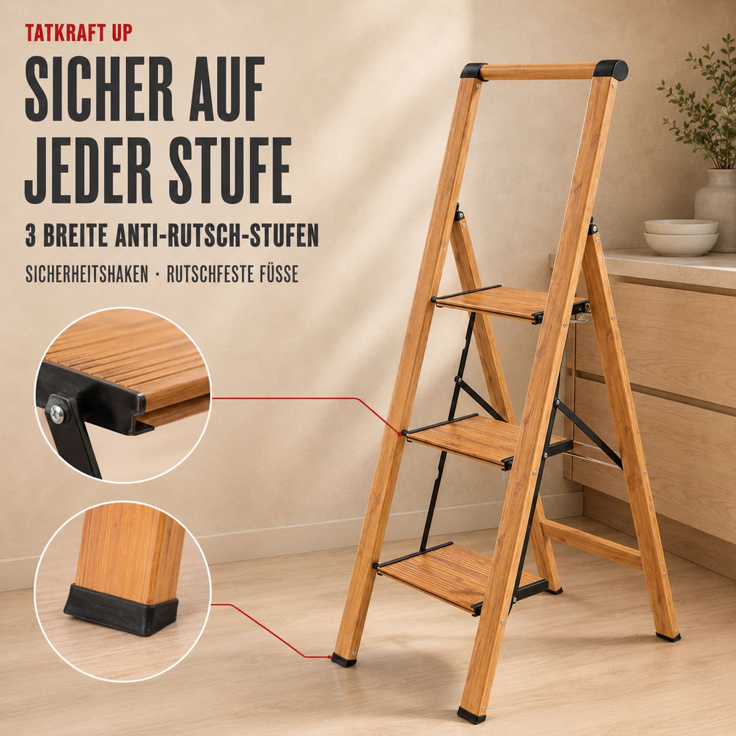 Trittleiter, Trittleiten 3 stufen, leiter klappbar, Tatkraft Up, trittleiter kaufen, 4