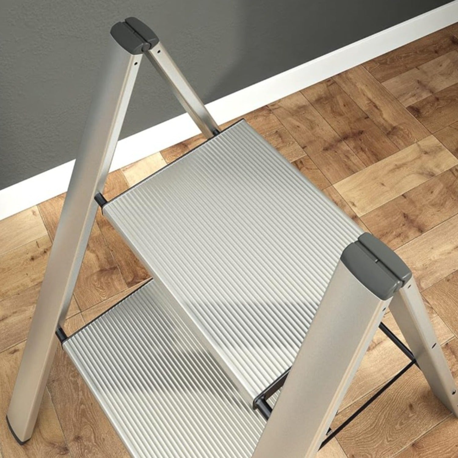 Trittleiter, Trittleiter 2 stufen, Trittleiter Klappbar, Stabil, bis 150 kg, Rutschfeste, Leichte Leiter, Colombo, 2