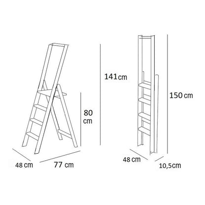 Trittleiter, Trittleiter mit 4 Stufen, Trittleiter Holz, rutschfestem Holz, breiter Plattform, stabilen Füßen, KIMORA 4, 5