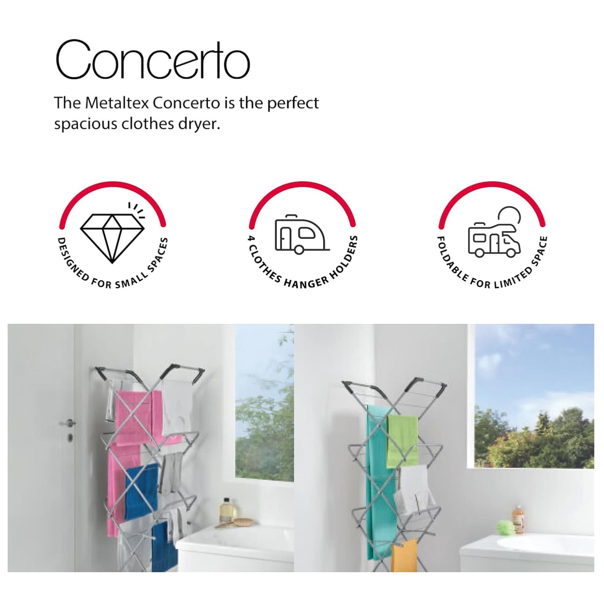 Turmwäscheständer, Wäscheständer Turm, Klappbar, Wäscheständer Hoch, Wäscheständer Platzsparend, Metaltex Tec Concerto, 8