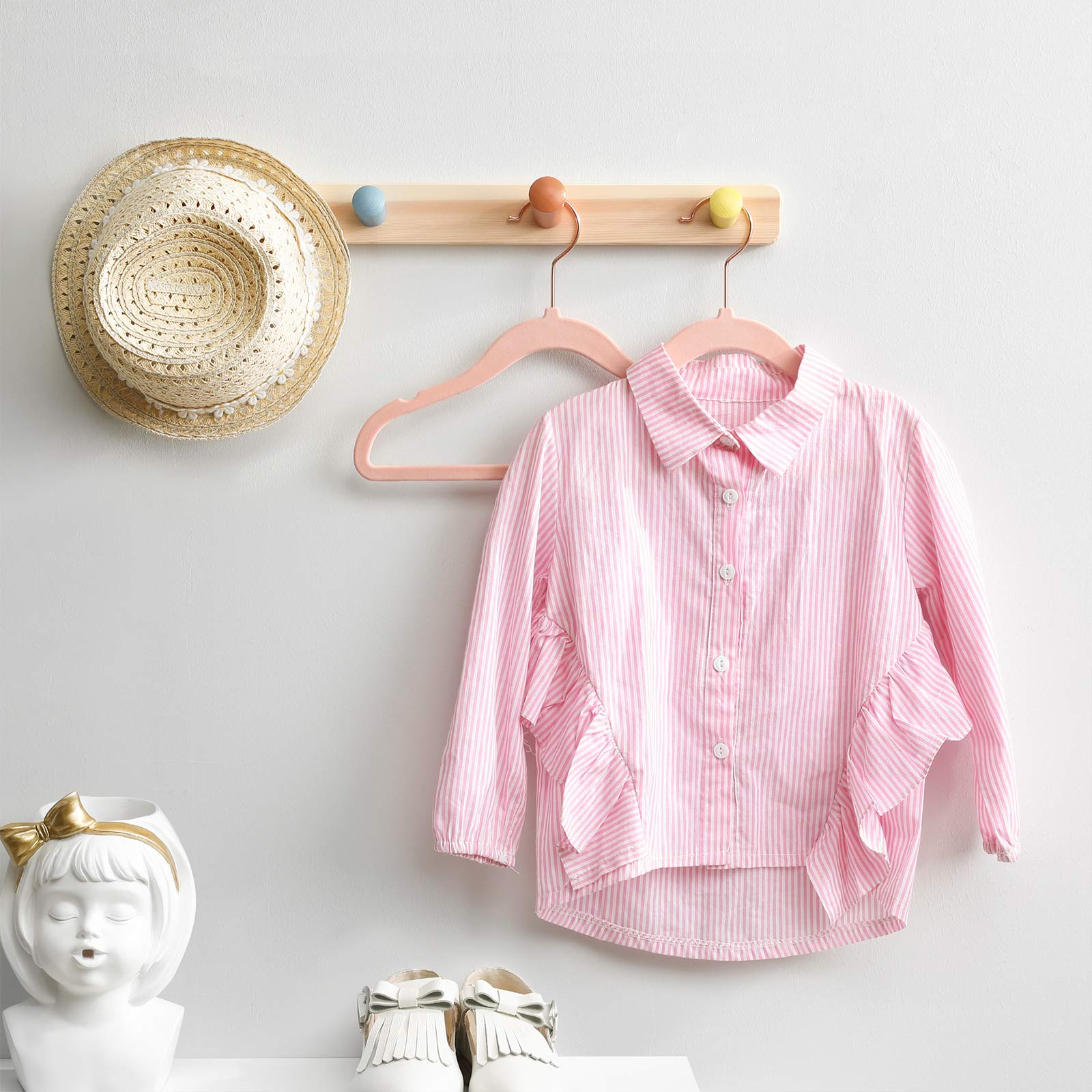 Kinderkleiderbügel, 50er Set, für Kinderkleidung, Samtbügel, Kleiderbügel platzsparend, Rosa, SONGMICS, 4