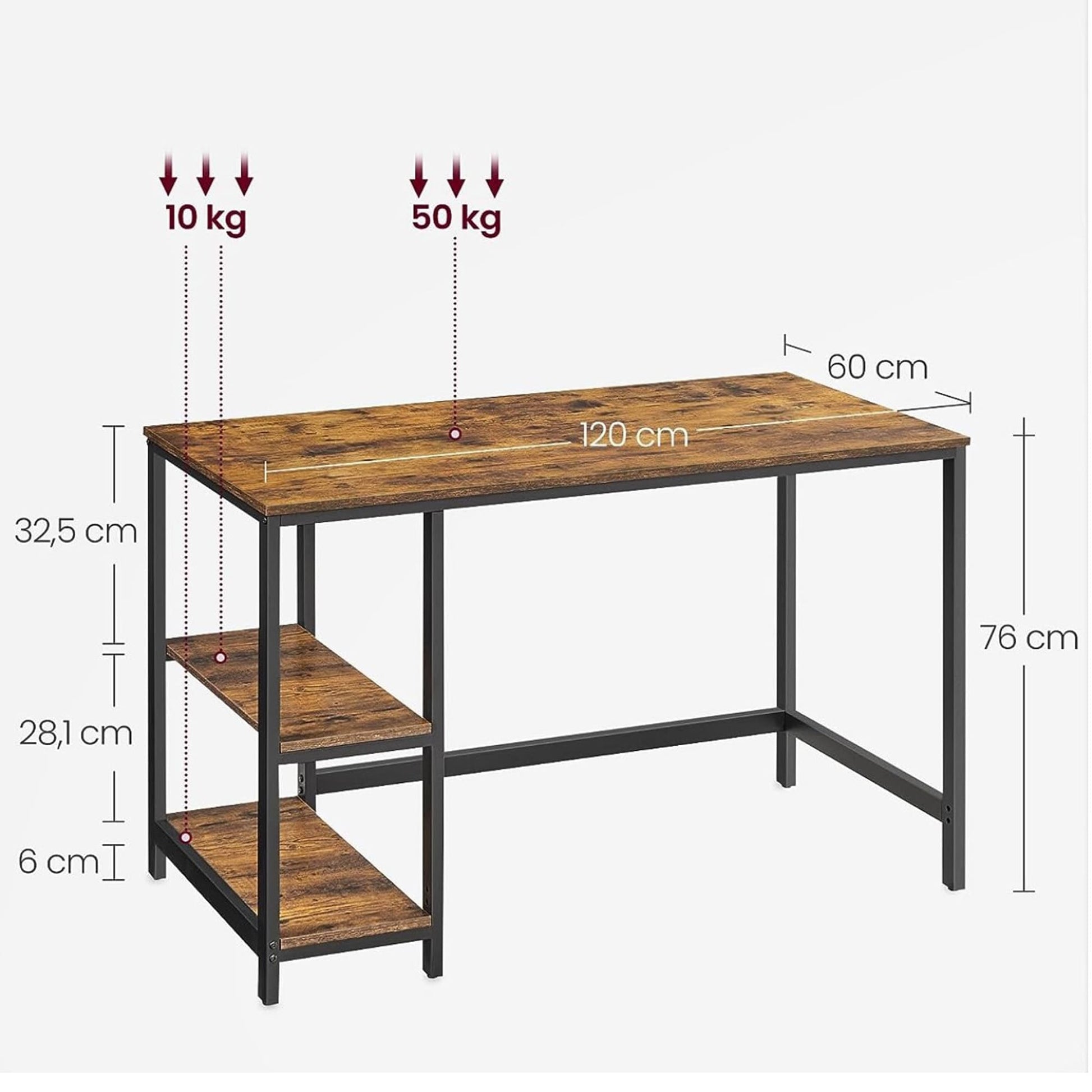 Schreibtisch, Computertisch, PC Schreibtisch, Computer Schreibtisch, Computer Tisch, Schreibtisch Computertisch, Vasagle, 6