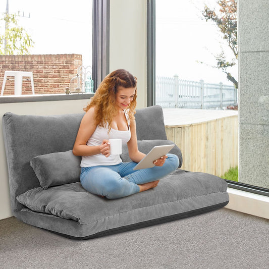 Bodensofa, Bodencouch, Bodensessel, Bodensofa Klappbar, Verstellbares Bodensofa Multifunktionales, Grau, Costway, 2