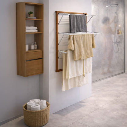 Wäscheständer, Wäscheständer Wand, Wandwäschetrockner, Trockengestell für die Wand, 15 Meter Wäscheleine, ARIT KARIM, dusche