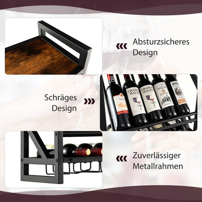 Weinregal, Flaschenregal, Wand Weinregal, mit 2 Ebenen, Weinflaschenregal mit 3 Reihen, Costway, 3