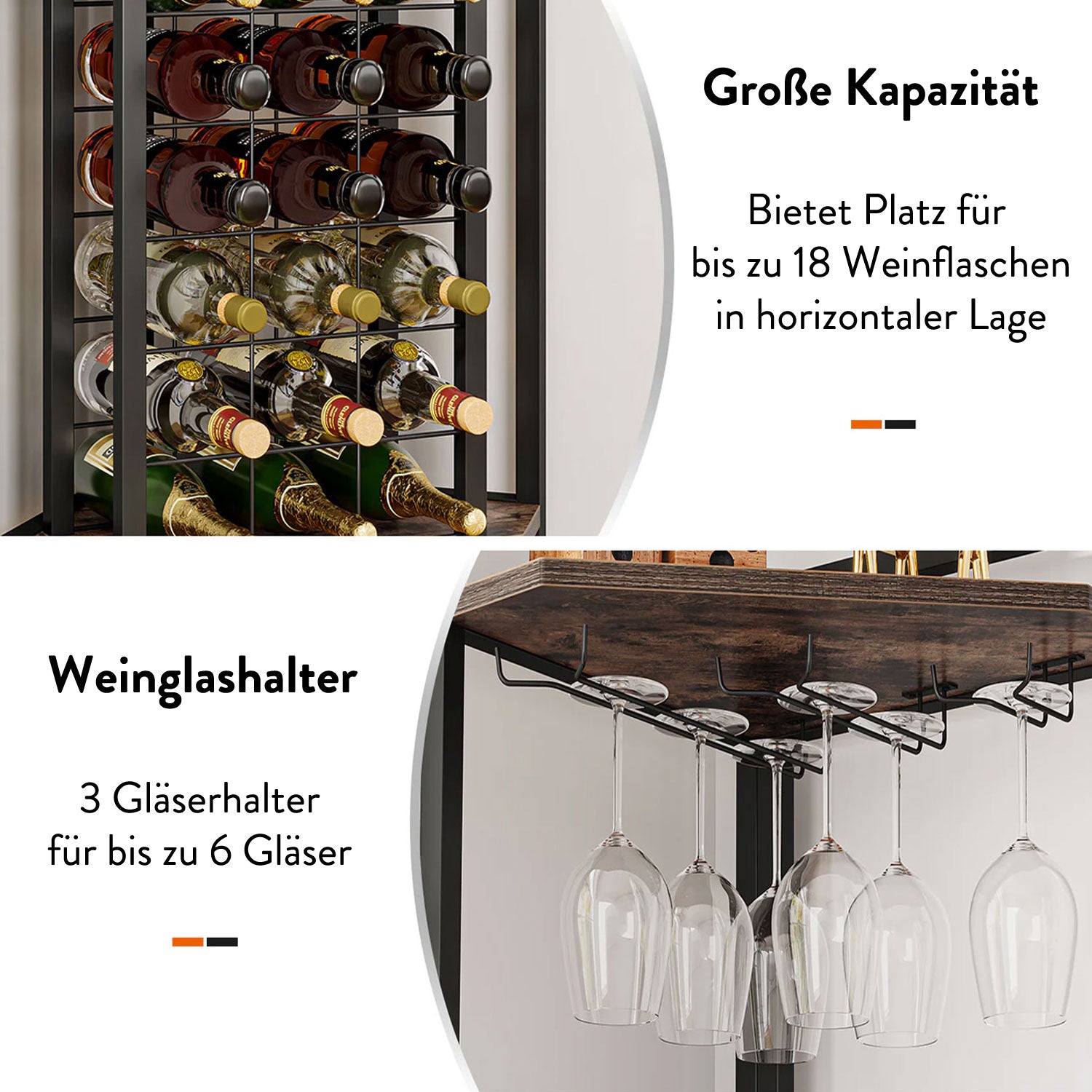 Weinregal, Flaschenregal, bis 18 Flaschen, Eckweinregal, Tribesigns, 1