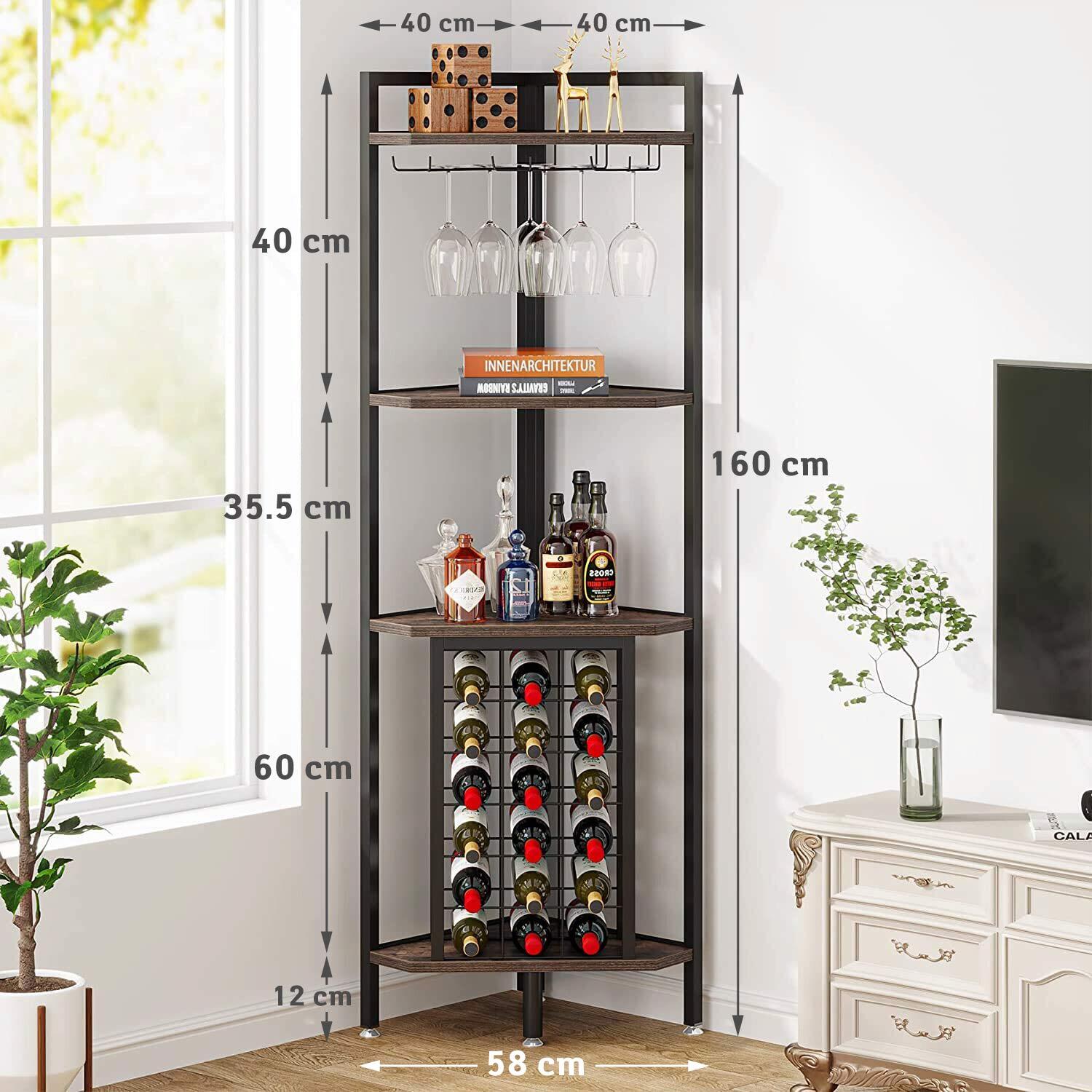Weinregal, Flaschenregal, bis 18 Flaschen, Eckweinregal, Tribesigns, 5
