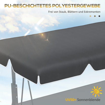 Outsunny - Hollywoodschaukel Dachbezug Ersatzdach für Hollywoodschaukel, Sonnendach für 2 Sitzer-Schaukel, mit UV-Schutz, Schwarz