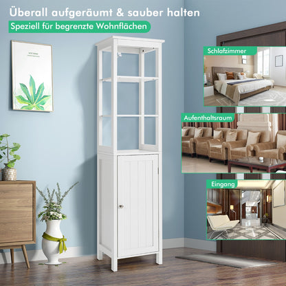 Hochschrank, 5-stöckiger Schmaler Hochschrank, mit 3-Positionen-Ablage, 40 x 32 x 161,5 cm, Weiß, Costway, 4