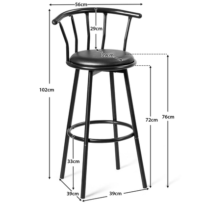 Barhocker 2er set, 2 Barhocker 360° Drehbarer aus Stahlrohren & Dicken Schaumstoffkissen, Barstuhl, Costway, 7