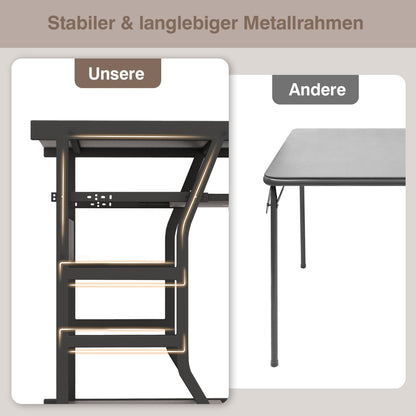 Costway - Computertisch mit Rollen & Ausziehbarer Tastaturablage & Mausablage PC-Tisch Braun