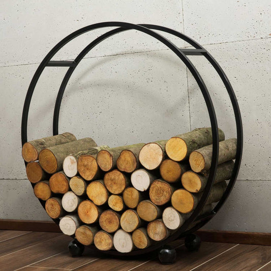 Kaminholzregal DAISY 100cm, Kaminholzregal Metall, Kaminholzregal außen freistehend, Handgemachte Qualität, 2