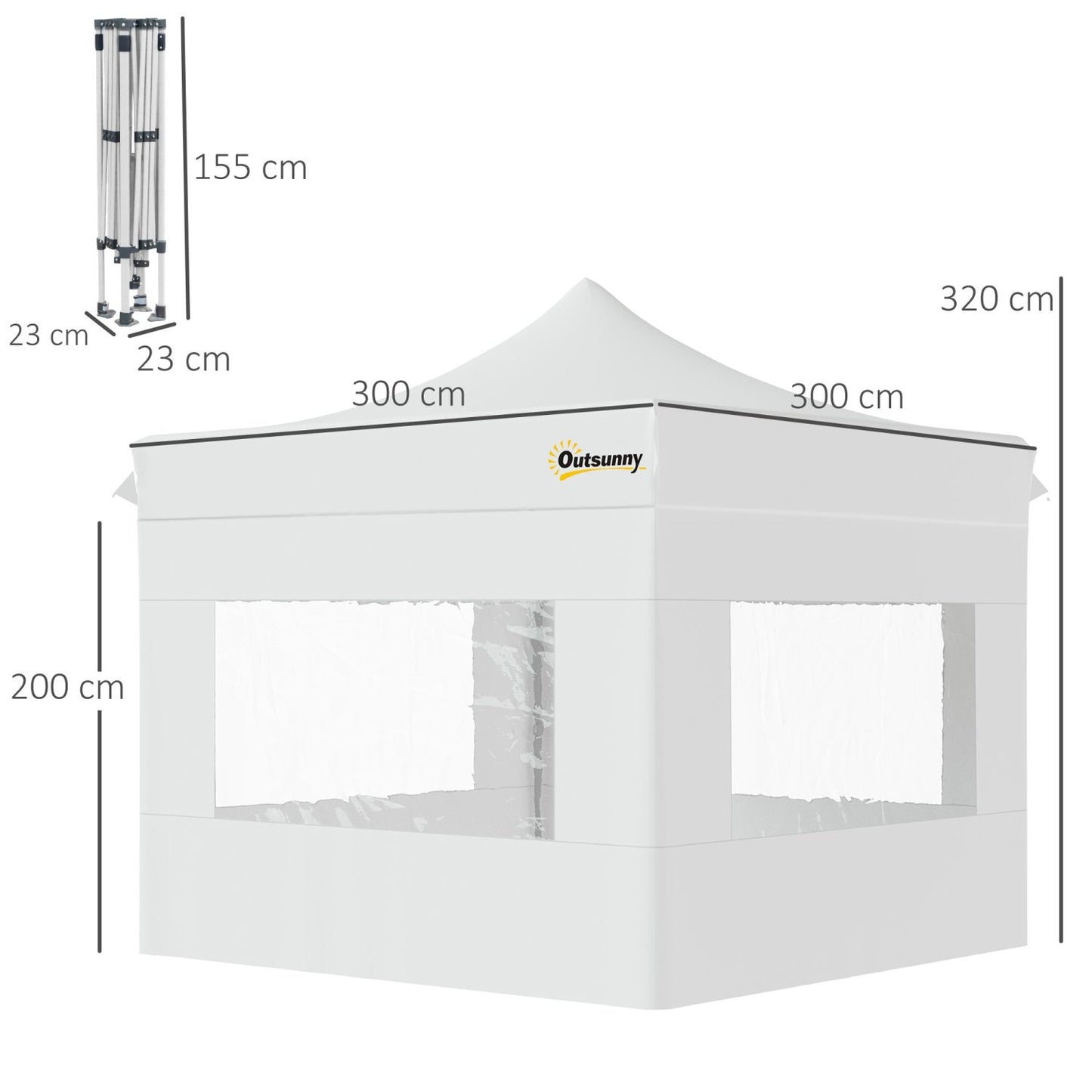 Faltpavillon, Gartenzelt, Faltpavillon 3x3 wasserdicht stabil, Gartenpavillon, mit Seitenwänden Pop-up-Zelt, Weiß, Outsunny, 3