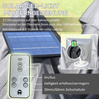 Faltpavillon, Gartenpavillon, Pavillon Faltbar, LED USB Pop-Up Mesh-Seitenwände Sonnenschutz Tasche Oxford, Grau, Outsunny, 3