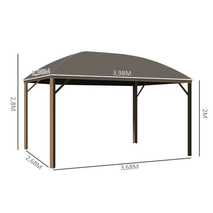 Faltpavillon, Gartenpavillon, Pavillon 3x4, mit wasserdichten Doppel-Seitenteilen, 2 Laternenhaken, Alu, Braun, Outsunny, 7