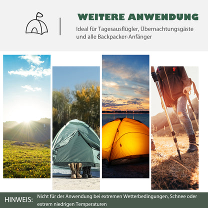 Outsunny - Kuppelzelt 2-3 Personen 190T Glasfaser Polyester Grün+Gelb 325x183x130cm Heringe