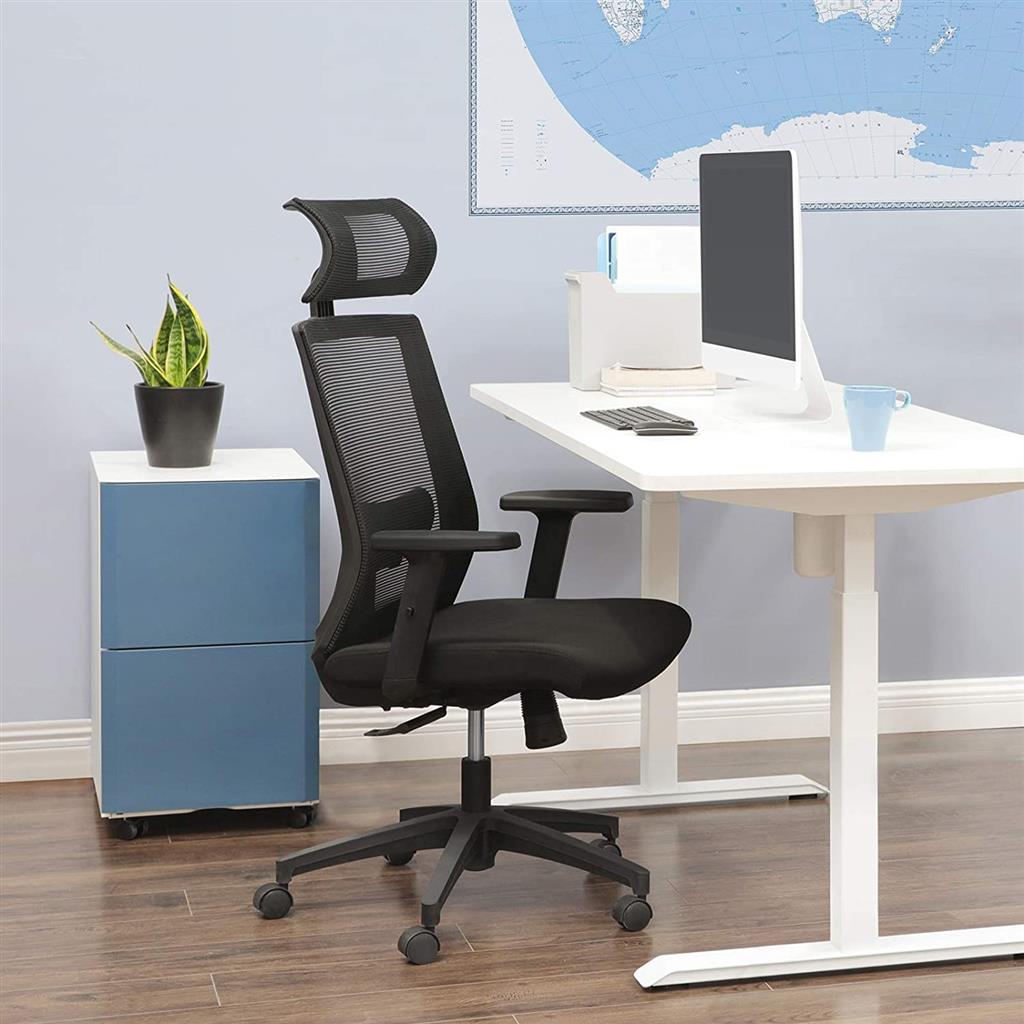 Bürostuhl, Schreibtischstuhl, Ergonomischer stuhl, mit Netzbespannung, arretierbarer Neigungswinkel bis 120°, Schwarz, Songmics, 1