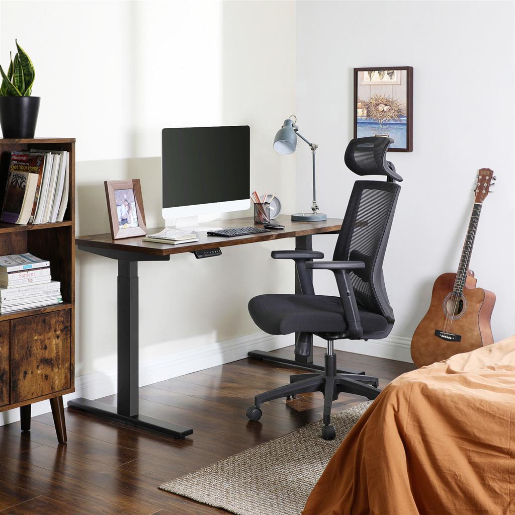 Bürostuhl, Schreibtischstuhl, Ergonomischer stuhl, mit Netzbespannung, arretierbarer Neigungswinkel bis 120°, Schwarz, Songmics, 1