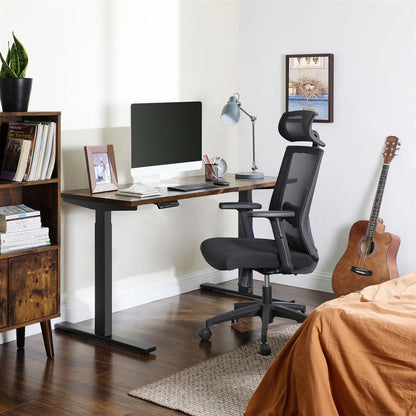 Bürostuhl, Schreibtischstuhl, Ergonomischer stuhl, mit Netzbespannung, arretierbarer Neigungswinkel bis 120°, Schwarz, Songmics, 1