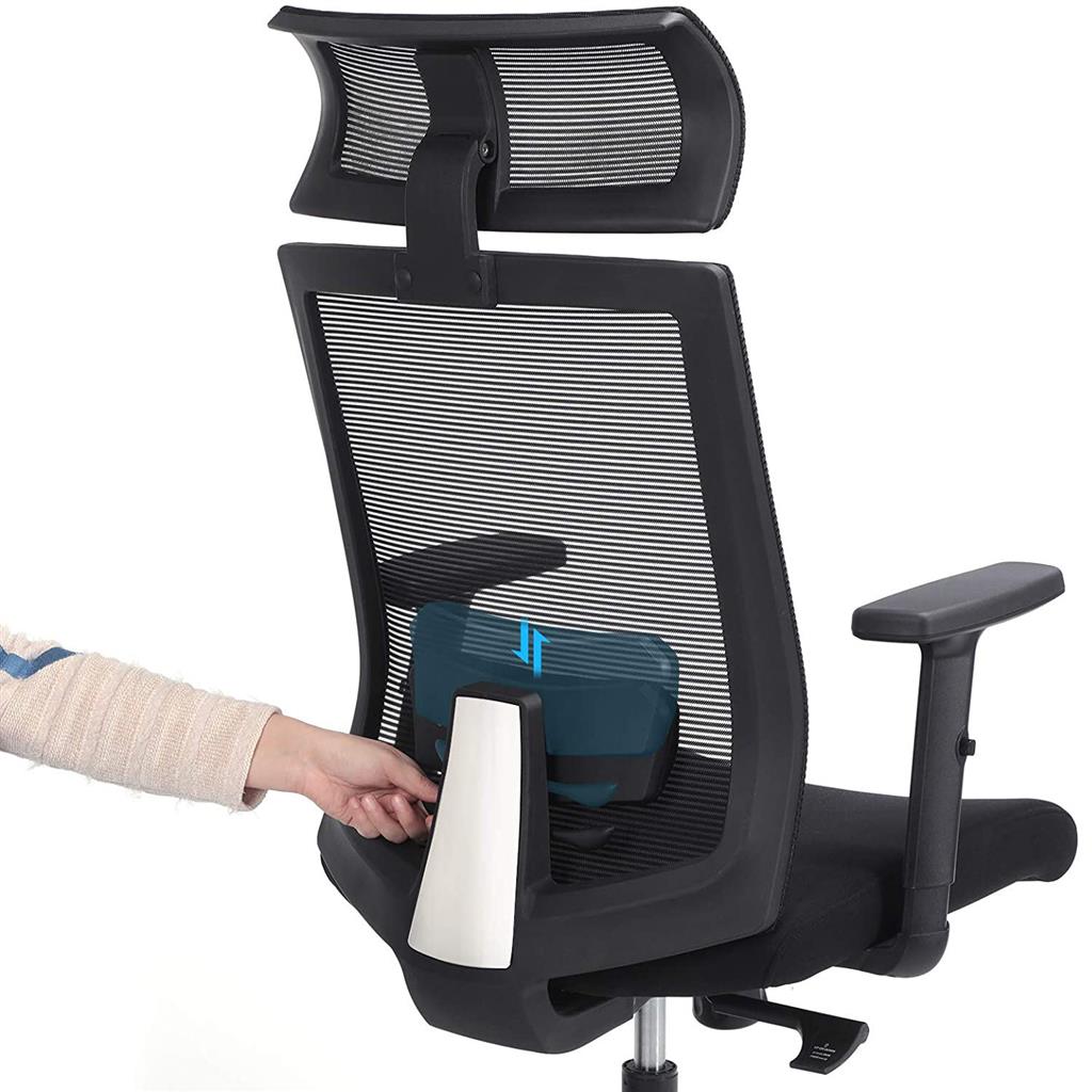Bürostuhl, Schreibtischstuhl, Ergonomischer stuhl, mit Netzbespannung, arretierbarer Neigungswinkel bis 120°, Schwarz, Songmics, 1