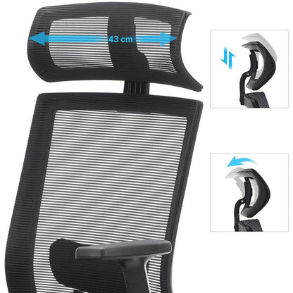Bürostuhl, Schreibtischstuhl, Ergonomischer stuhl, mit Netzbespannung, arretierbarer Neigungswinkel bis 120°, Schwarz, Songmics, 1