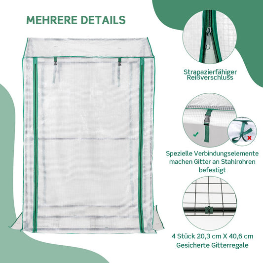 Outdoor-Gewächshaus, 100 x 81 x 150 cm, Gartengewächshaus, mit 2 Aufrollbaren Türen, Gartenschrank, Costway, 1