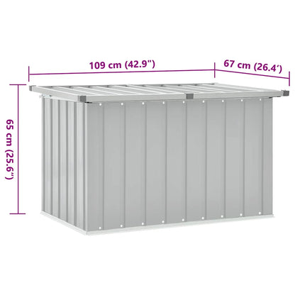 Gartenbox Metall, Gartenbox xxl, 109 x 67 x 65 cm, Aufbewahrungsbox garten, Werkzeugkasten, Verzinktem Stahl, Grau, vidaXL, 8