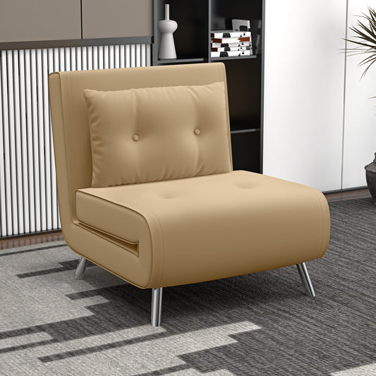 HOMCOM - Schlafsessel, Schlafsofa, Klappsessel Bettfunktion Einzelsofa Kissen Gästebett Polstersofa Samt 77x88x83cm, Braun