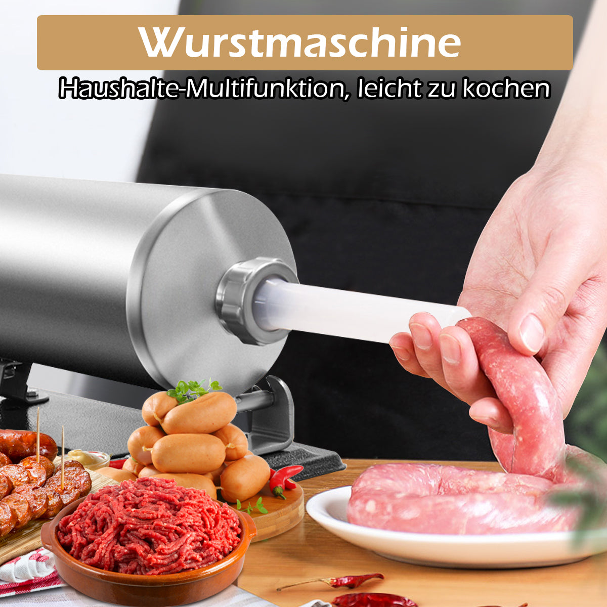 Wurstfüller, Wurstmaschine, Wurstfüller Manuell, 4,8L, Wurstfüllmaschine, Wurstspritze, Wurstpresse, Costway, 2