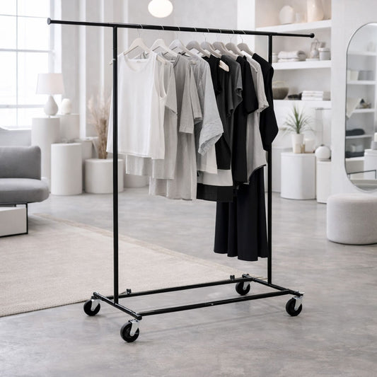 kleiderständer, kleiderständer  stabil auf rollen, kleidestange schwarz, garderobenständer, Tatkraft Derek