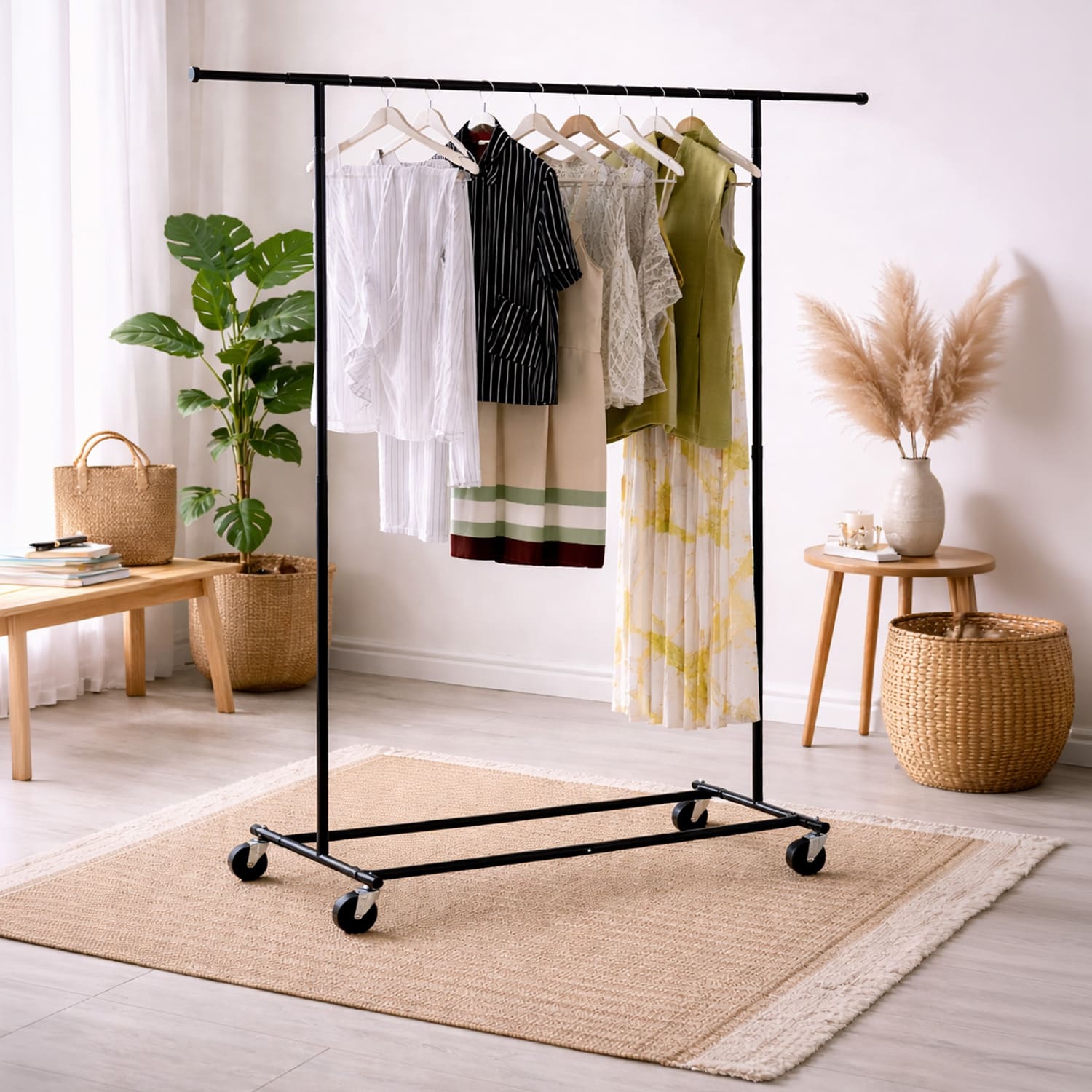 kleiderständer, kleiderständer  stabil auf rollen, kleidestange schwarz, garderobenständer, rollgarderobe, Tatkraft Derek