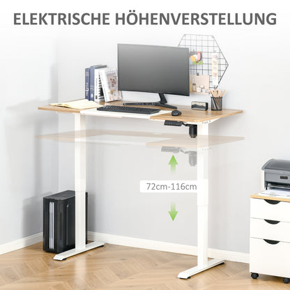 Vinsetto - Computertisch  Elektrischer Schreibtisch, Stehschreibtisch, höhenverstellbar, Tischgestell mit Motor, Metall, Natur+Weiß