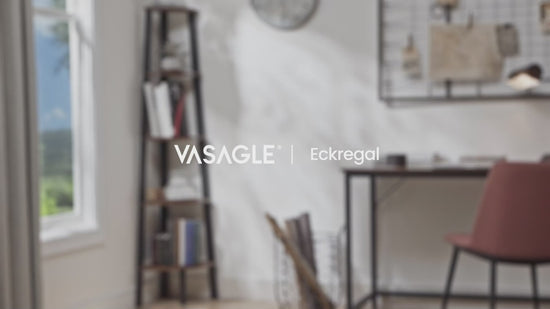 Vasagle - Eckregal, Bücherregal mit 5 Ablagen im Industrie-Design, Leiterregal mit Metallrahmen, fürs Wohnzimmer, Büro, Vintage