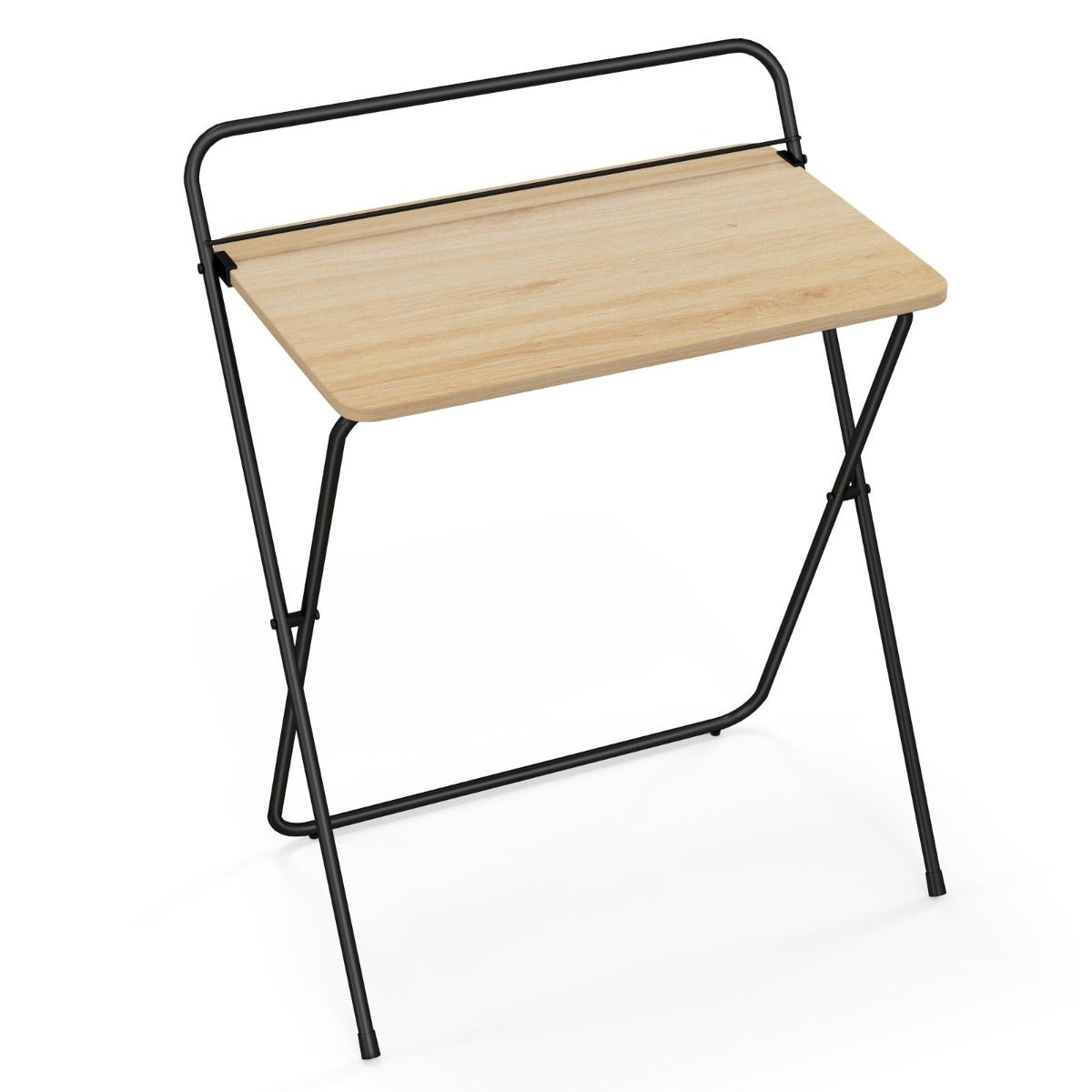 Costway - Klappbarer Computertisch mit Tablethalterung Kompakter Schreibtisch 64 x 43 x 80 cm Natur