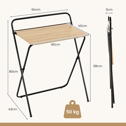 Costway - Klappbarer Computertisch mit Tablethalterung Kompakter Schreibtisch 64 x 43 x 80 cm Natur