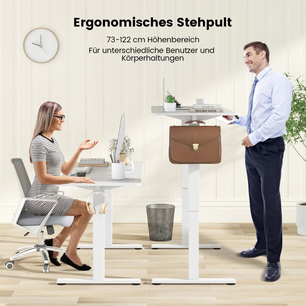 Costway - Höhenverstellbarer Schreibtisch 140 x 60 cm elektrischer Stehschreibtisch Weiß