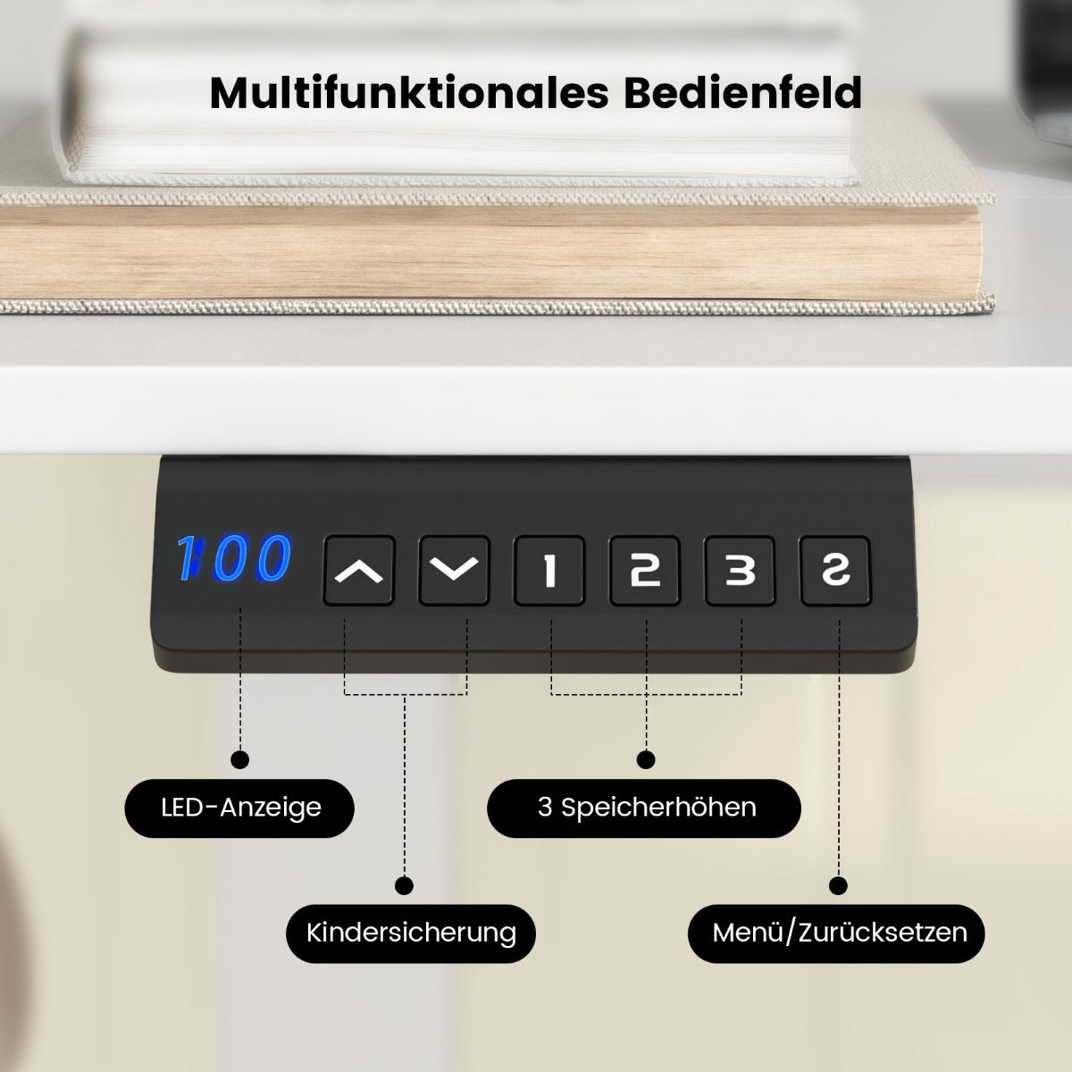 Costway - Höhenverstellbarer Schreibtisch 140 x 60 cm elektrischer Stehschreibtisch Weiß