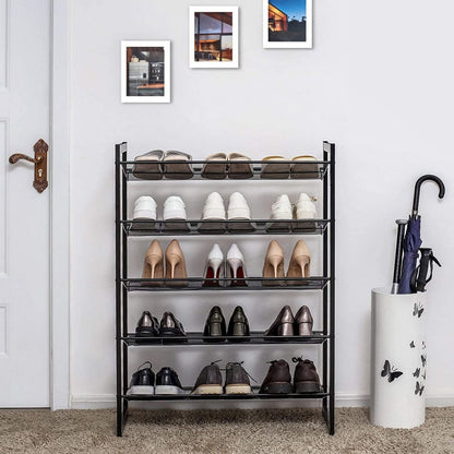 schuhregal, schuhregal schmal, schuhregal metall, Schuhablage, großer stapelbarer und verstellbarer 