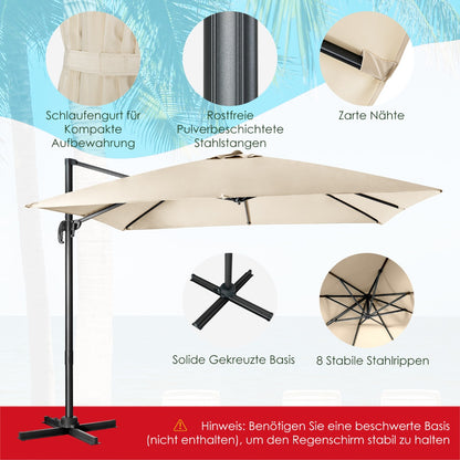 Sonnenschirm Groß, Sonnenschirm 3m, Sonnenschirm mit Ständer, Sonnenschirm balkon, Beige, Costway, 7