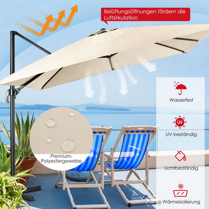 Sonnenschirm Groß, Sonnenschirm 3m, Sonnenschirm mit Ständer, Sonnenschirm balkon, Beige, Costway, 2