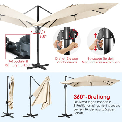 Sonnenschirm Groß, Sonnenschirm 3m, Sonnenschirm mit Ständer, Sonnenschirm balkon, Beige, Costway, 