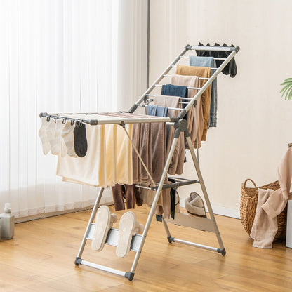 Wäscheständer klappbar, mit 5-stufiger Höhenverstellung, Wäscheständer platzsparend, Silber, Costway, 1