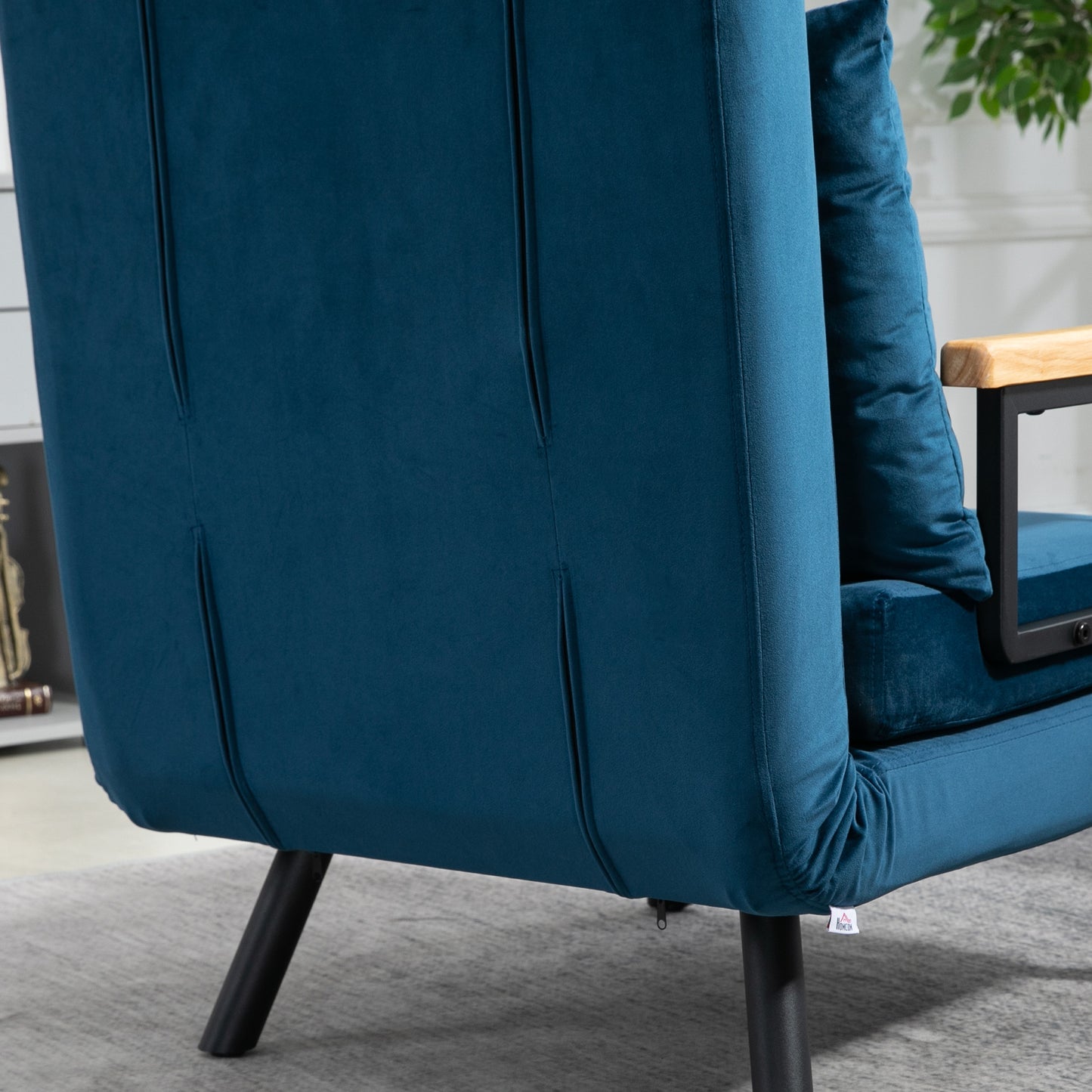 HOMCOM - Schlafsofa Relaxsessel Bettfunktion Gästebett Samt Rückenkissen verstellbare Rückenlehne 63x73x81cm, Blau