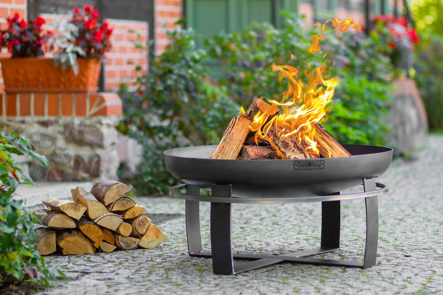 Feuerschale, Feuerschale Garten, Feuerschale 100 cm, Höhe: 36cm, aus Stahl, Cook King Viking, 3