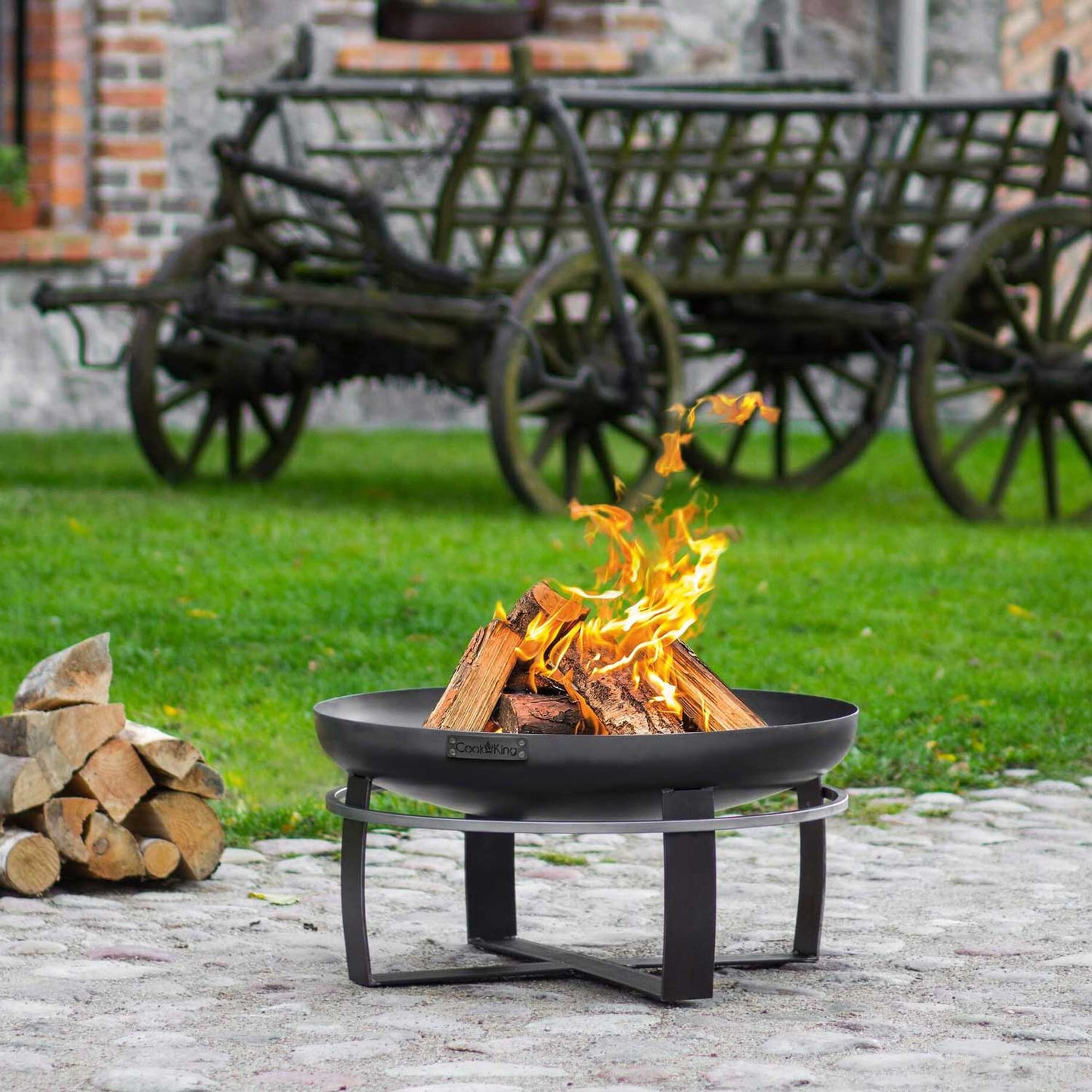 Feuerschale, Feuerschale Garten, Feuerschale 100 cm, Höhe: 36cm, aus Stahl, Cook King Viking, 12
