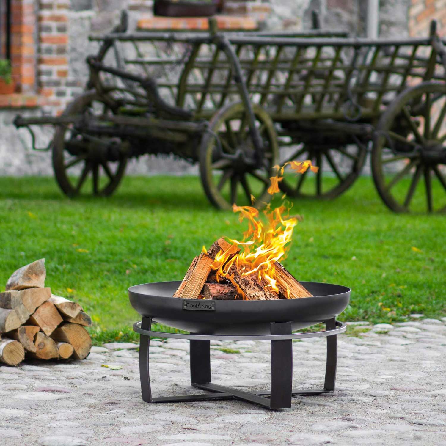 Feuerschale, Feuerschale Garten, Feuerschale 100 cm, Höhe: 36cm, aus Stahl, Cook King Viking, 12