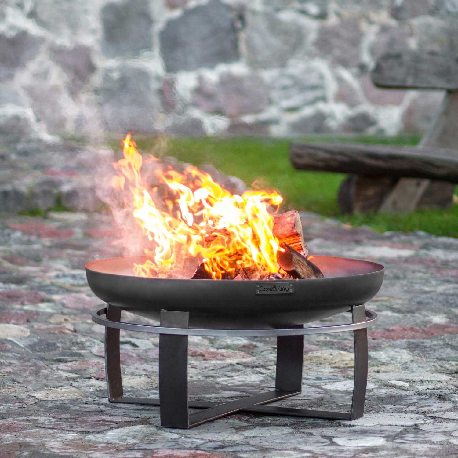 Feuerschale, Feuerschale Garten, Feuerschale 100 cm, Höhe: 36cm, aus Stahl, Cook King Viking, 15