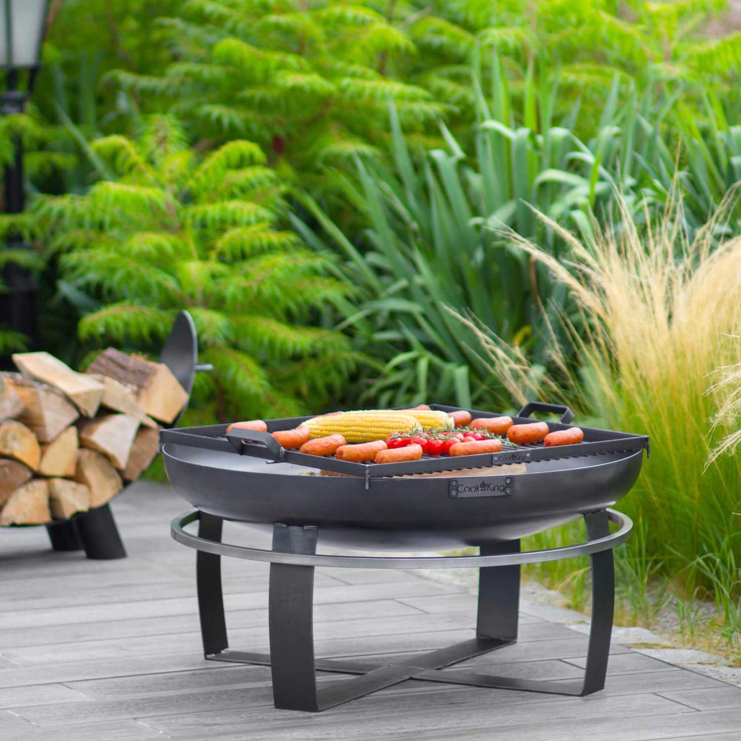 Feuerschale, Feuerschale Garten, Feuerschale 100 cm, Höhe: 36cm, aus Stahl, Cook King Viking, 13